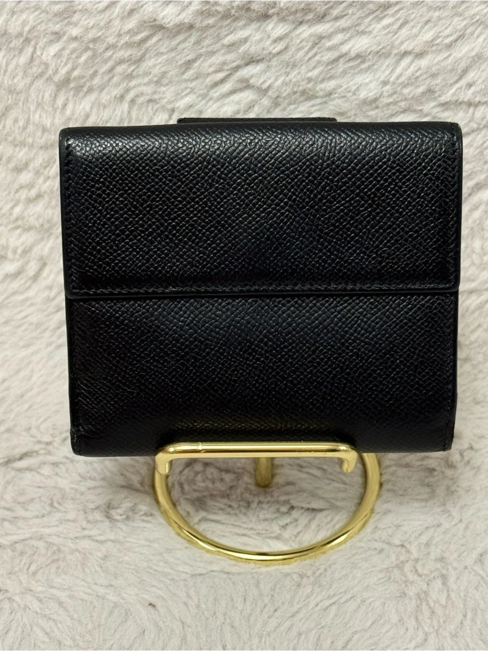 Bvlgari Black Leather Wallet with Silver-Tone Accent
